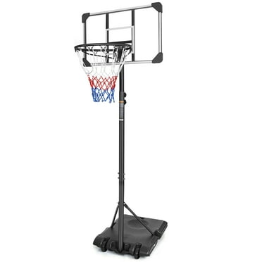 Portable Basketball Hoop,Outdoor Basketball Hoop Adjustable Height 5.6ft - 7ft,28 Inch Backboard with 2 Wheels for Kids Youth in Backyard Driveway,Transparent