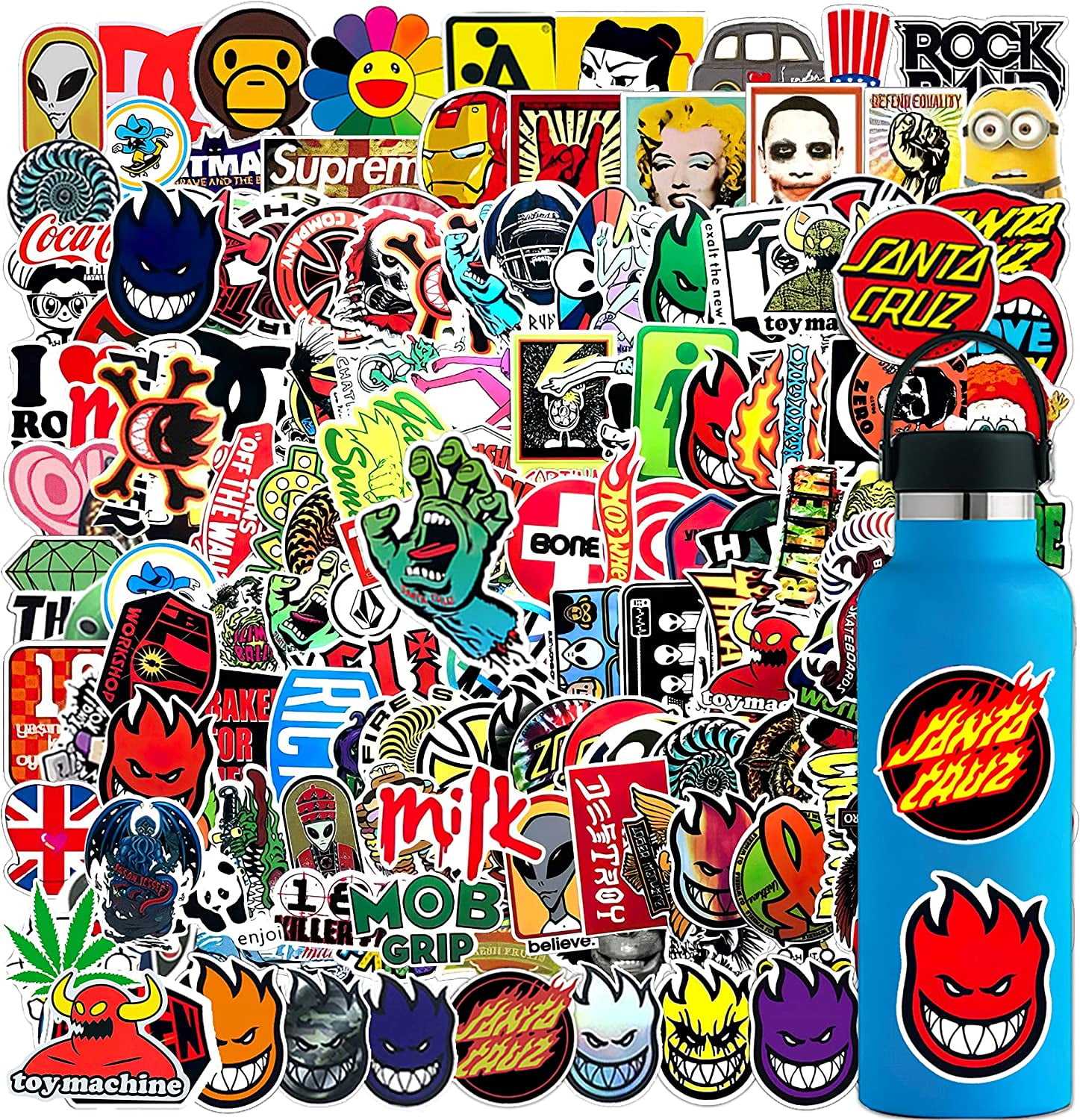 SDHM99 100Pcs Skateboard Stickers, Skateboading Pack Stickers for Suitcase  Skateboard Laptop Computer Water Bottles Car Teens Boys Girls Decal
