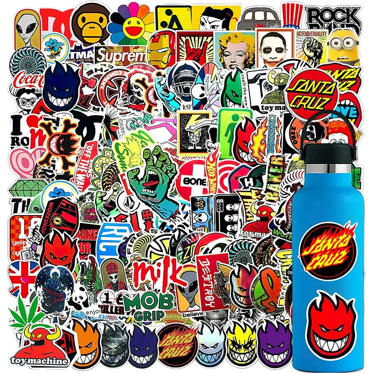 Skateboard Stickers 100Pcs/Pack Cool Waterproof Stickers for Laptop Water  Bottle Suitcase Phone, Skateboarding Stickers Decal for Teens Boys Adults