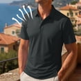 thumbnail image 2 of Domzest Men's Polo Shirts Short Sleeve Moisture Wicking Dry Golf Shirt Solid Casual Shirts for Casual Athletic Business Dark Gray M, 2 of 9
