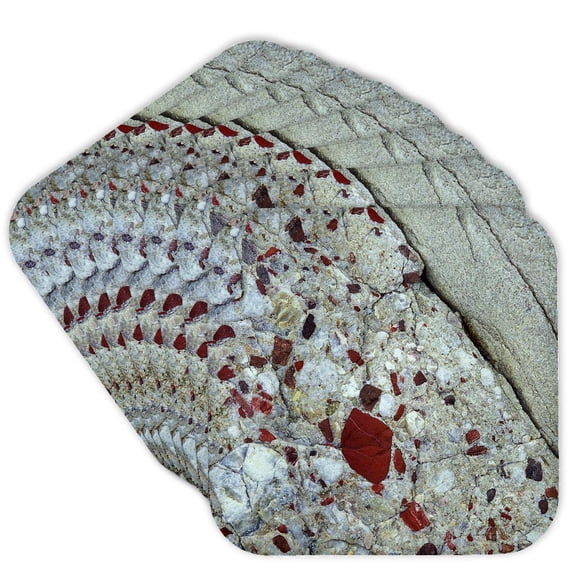 3drose, Pudding Stone, Jasper Quartz, Rock Mineral - Us23 Bja0030 - Jaynes Gallery, Set of 8 Coasters - Cork