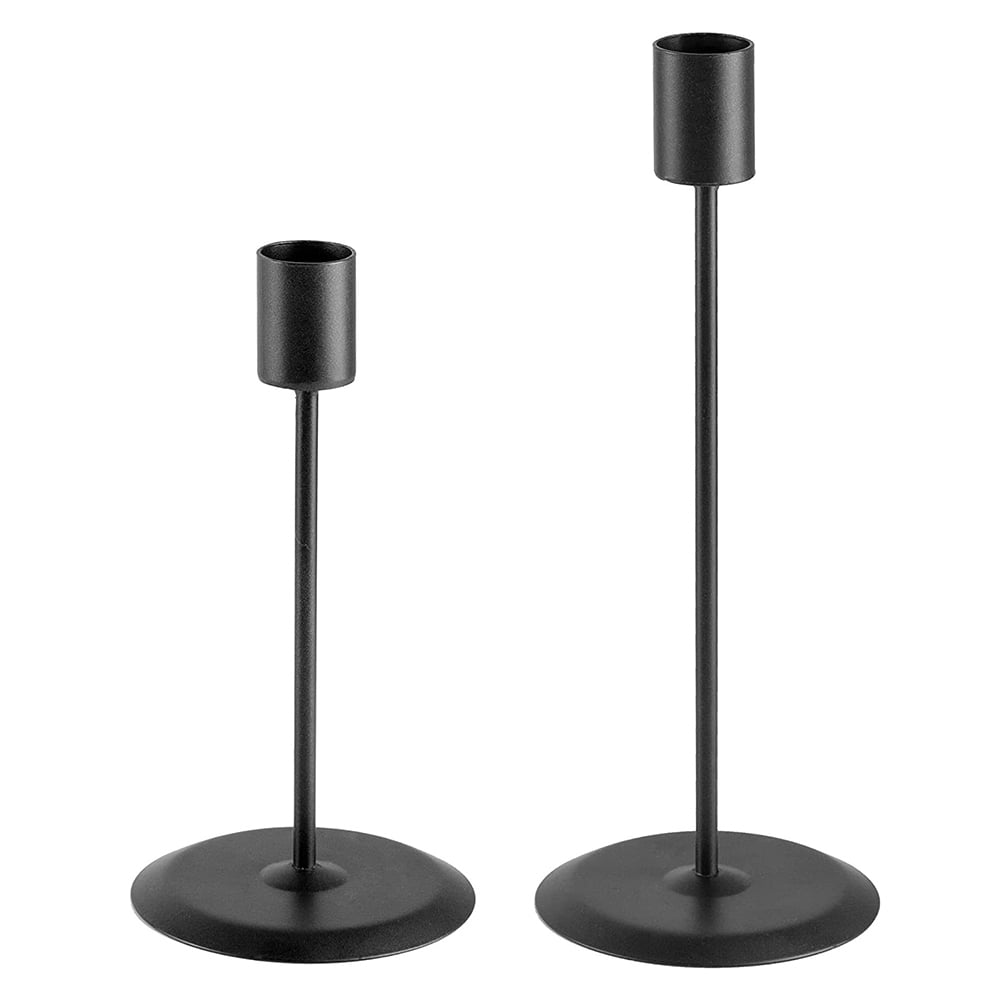 Uposao Vintage Candle Holder Set of 2 Matte Black Candle Holders