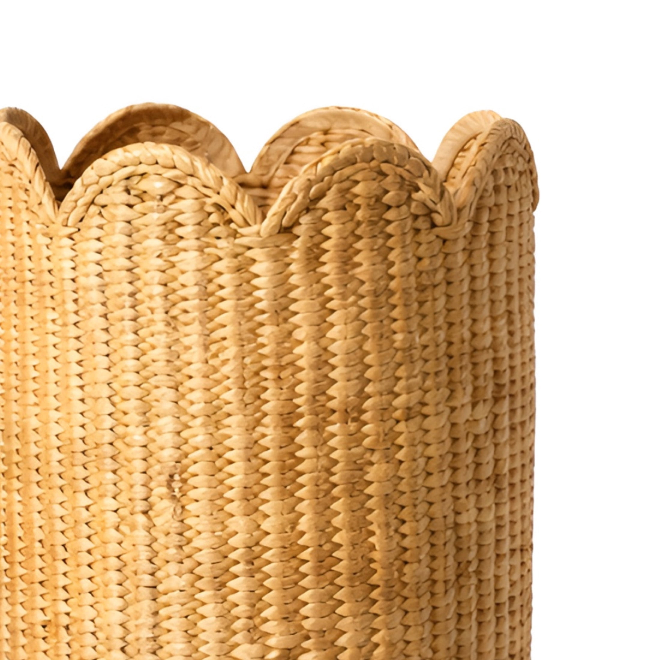 DecMode 17", 19"H Light Brown Rattan Woven Storage Basket with Wavy Edges, 2-Pieces