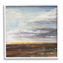 Stupell Industries Abstract Open Meadow Landscape Soft Cloudy Sky Modern Painting White Framed Art Print Wall Art, 24 x 24, Design by Stacy Pollard
