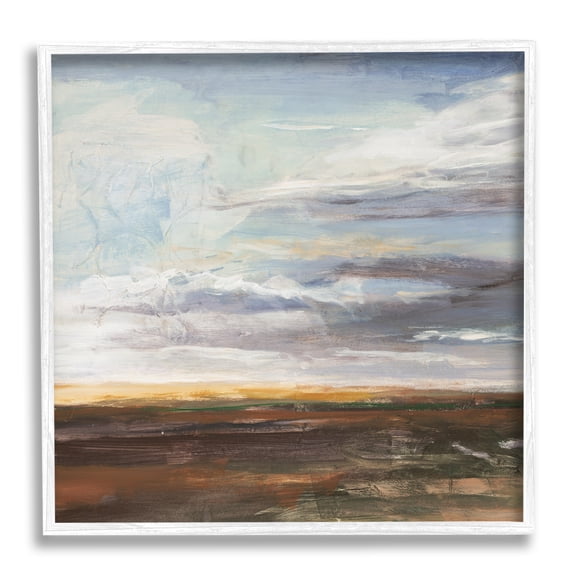 Stupell Industries Abstract Open Meadow Landscape Soft Cloudy Sky Modern Painting White Framed Art Print Wall Art, 24 x 24, Design by Stacy Pollard