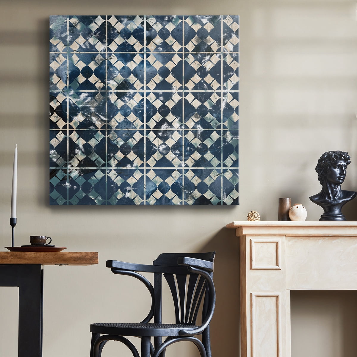 Wexford Home Tile-Dye V-Premium Gallery Wrapped Canvas, 32" x 32" - Ready to Hang