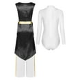 thumbnail image 2 of Kaerm Women Liturgical Worship Dance Outfit Top Metallic Split Lace-Up Sides Tunic with Loose Pants Set Black S, 2 of 6