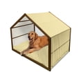 thumbnail image 1 of Quatrefoil Pet House, Traditional Abstract Pattern with Moroccan Middle Eastern Effects, Outdoor & Indoor Portable Dog Kennel with Pillow and Cover, 5 Sizes, Pale Yellow, by Ambesonne, 1 of 4