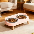 thumbnail image 6 of Elevated Cat Food and Water Bowls 2-in-1, Slow Feeder Stand with Removable Stainless Steel Dishes, Non-Slip, Suitable for Small Medium Large Cats (A), 6 of 9