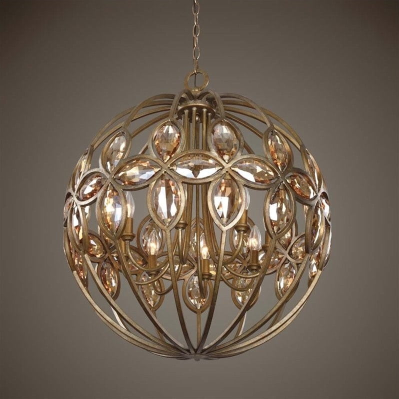 Uttermost Ambre 8 Light Gold Sphere Chandelier