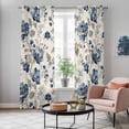 thumbnail image 5 of Blue Gray Spring Floral Kitchen Curtains 84 Inch Length, Vintage Botanical Grommet Top Bedroom Living Room Curtains, Light Filtering Cafe Curtain Drapes 2 Panels Set 84''x84'', 5 of 9