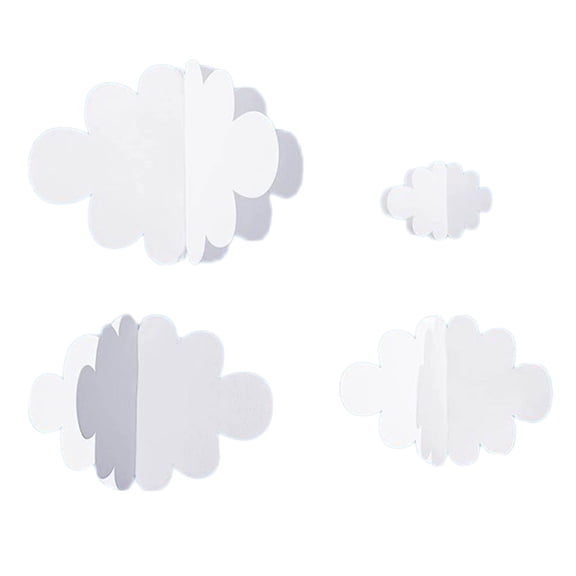 3D Cloud Decorations White Hanging Clouds - for Ceiling and Wall Decoration, Quality Material, for Weddings and Parties, 4PCS