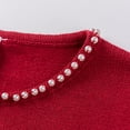 thumbnail image 5 of Otqutp Girls Spring and Fall Round Neck Wooden Ear Edge Pearl Knitted Cardigan Girls Open Front Sweaters Kids Fall Fashion Side Slit Outerwear(Wine,7-8 Years), 5 of 9