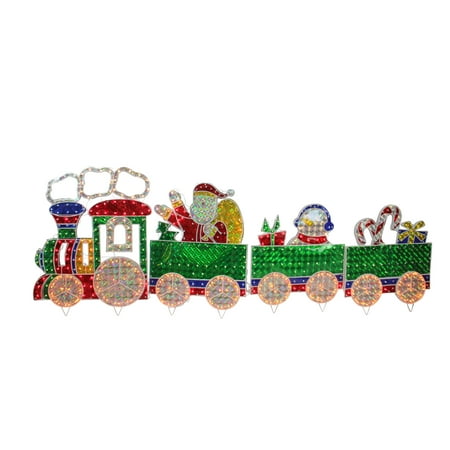 - 4-Piece Holographic LED Lighted Motion Train Set Christmas Outdoor Decoration 8.5'