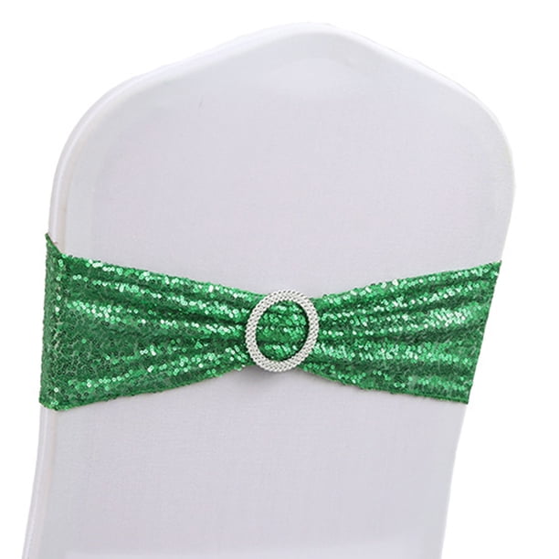 10 Uds. Fajas para sillas, bandas elásticas de LICRA con lentejuelas, decoración de lazos decorativos para decoración de fundas para sillas de casa, fiesta de boda