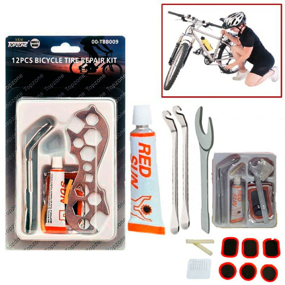 Cycle bike tyre tube punchers repair kit 12 pcs set of 5 puncher travelling size 
