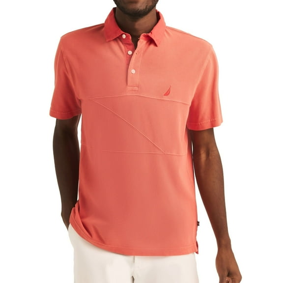 Nautica Mens Textured Polo Shirt, Red, Medium