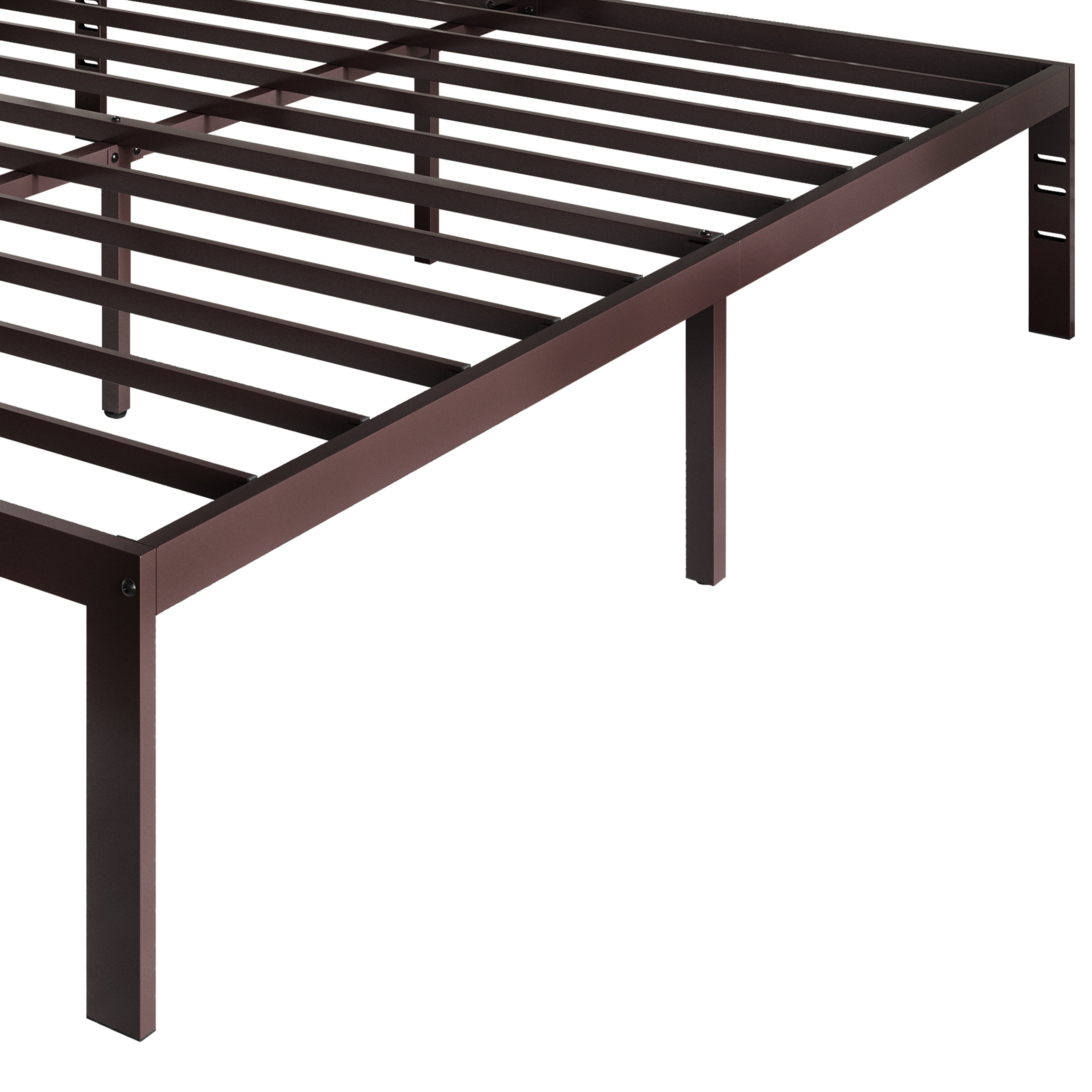 Castle Place Minimalist Metal Platform Bed Twin, Brown
