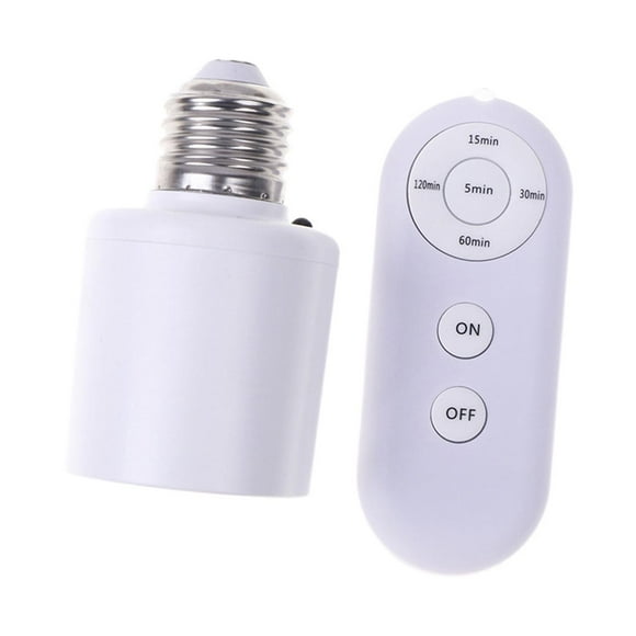 Base de bombilla con control remoto, larga distancia, sin cableado, adaptador para portalámparas, para garaje, cocina, porche, lavandería, armario.