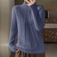 thumbnail image 2 of Womens Cable Knit Sweaters Oversized Mock Neck Long Sleeve Tops Fall Casual Loose Solid Color Pullover Shirts (Gray S), 2 of 3