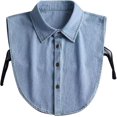 thumbnail image 1 of Blusa de mezclilla con cuello desplegable, cuello falso, cuello falso, decorativo, cuello de camisa, gargantilla, 1 of 1
