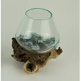 thumbnail image 5 of Zeckos Clear Molten Glass On Teak Driftwood Base Decorative Bowl Vase Terrarium Planter, 5 of 5