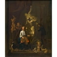 thumbnail image 2 of Peter Angellis 15x18 Black Ornate Wood Framed Double Matted Museum Art Print Titled - A Sculptor's Studio (1716), 2 of 5