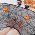thumbnail image 3 of 103x18 Inch Fireplace Scarf Decoration Black Polyester Lace Spider Web Large Mantel Cover Garland Cobweb Table Cloth Placemats for Home Party Thanksgiving Festive Indoor Supplies, 3 of 6