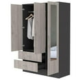 thumbnail image 4 of Atlin Designs Modern Wood Mirrored Armoire in Black Wenge/Light Oak, 4 of 8