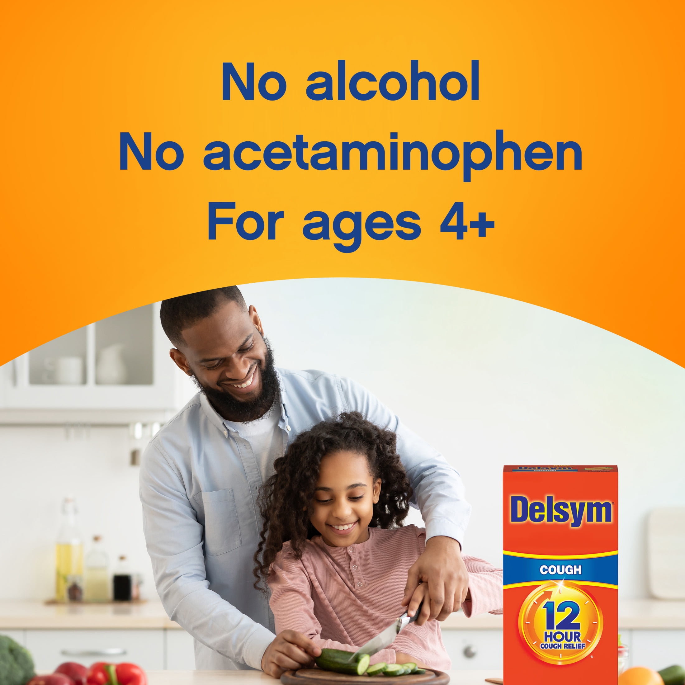 Delsym Adult 12 hour Cough Relief Medicine, Powerful Cough Relief for 12 Good Hours, Cough Suppressing Liquid, #1 Pharmacist Recommended, Orange Flavor, 5 Fl Oz