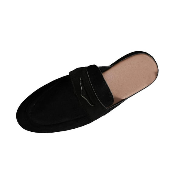 Tauxra Womens Mules Backless Loafers with Decorative Metal Detail, Breathable Flat Summer Shoes for Adults, Casual Slip On for Walking with Flexible Sole