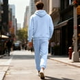 thumbnail image 5 of GrmtClth Track Suits Mens 2 Piece Fashion Full Zip Hoodies Soft Comfy Long Sleeve Athletic Outfits Light Blue XXL, 5 of 6