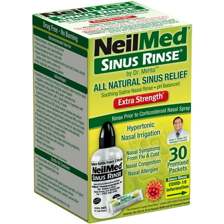NeilMed Hypertonic Extra Strength Sinus Rinse Kit with 30 Packets