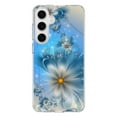 thumbnail image 4 of Rosebono Compatible with Samsung Galaxy S24 Plus Case, Bling Glitter Sparkle Blue Flower Graphic Skin Cover Case for Samsung Galaxy S24 Plus, 4 of 5
