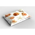 thumbnail image 2 of Ambesonne Ocean Pillow Sham 2 Pack, Seashells Marine Aquatic, 30"x20", Tan Cream, 2 of 3