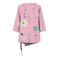 thumbnail image 4 of Dyegold Womens Tops 3/4 Length Sleeves Boho Western Tops Vintage Floral Side Twist Knot Blouses Dressy Casual Fall Shirt Tee, 4 of 5