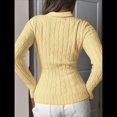 thumbnail image 4 of Suéteres de Punto para Mujer, Suéteres de Larga con Cuello en V, Camisetas Casuales, Conjuntos de Moda de Otoño. Amarillo M, 4 of 8