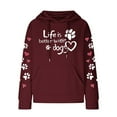 thumbnail image 4 of FAVIPT Womens Hoodie Love Heart Waffle Print Hoodie Women 2024 Long Sleeves Colorblock Hoodies Fall Lightweight Drawstring Hooded Sweatshirts with Pockets Wine,XL, 4 of 4