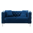 thumbnail image 4 of 2 Pieces Modern Velvet Sofa Set, Jeweled Button Tufted Modular Sectional Couch with Pillows Removable Cushions Metal Legs for Living Room Office, 4 of 18
