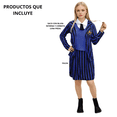 thumbnail image 4 of Disfraz Uniforme Academia Nunca Más Nevermore Azul Merlina Adulto Dama Talla Chica, 4 of 4