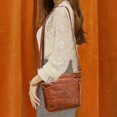 thumbnail image 5 of Soft Leather Messenger Bag Large Capacity Style Shoulder Bag for Men Women Durable Crossbody Bag, 5 of 6