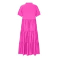 thumbnail image 4 of Robe Maxi pour Femmes Décontractée à Col Rond Robe à Manches Courtes Col Rabattu Femmes Unie Robe pour Femmes Longues Robes Robe à Manches Courtes en Liquidation, 4 of 4