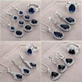 thumbnail image 2 of K-KED Cubic Zirconia 925 Silver Wedding Delicate Jewelry Set Ring Earrings Necklace Party Gift-5# Square Sapphire-9, 2 of 9