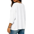 thumbnail image 5 of Qulqfy 3/4 Length Sleeve Womens Graphic Tees Fall Solid Scoop Neck Plus Size Boho Casual Spring Comfy Dressy Knit Women Summer Tops XL, 5 of 7