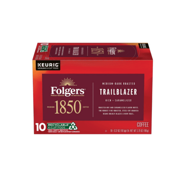 Folgers 1850 Trailblazer Medium-Dark Roast Coffee, Keurig K-Cup Pods, 3.7 oz Box