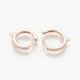 thumbnail image 2 of 10pairs Brass Micro Pave Cubic Zirconia Huggie Hoop Earring Findings Clear Rose golden 16x14x2mm Hole: 1mm Pin: 1mm, 2 of 2