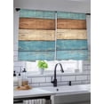 thumbnail image 5 of Sheer Curtains 54 Inch Length, Farmhouse Light Blue Brown Semi Sheer Curtains Light Filtering Window Treatment, Vintage Wooden Striped Privacy Voile Drapes for Living Room Bedroom 52x54 Inch, 5 of 7