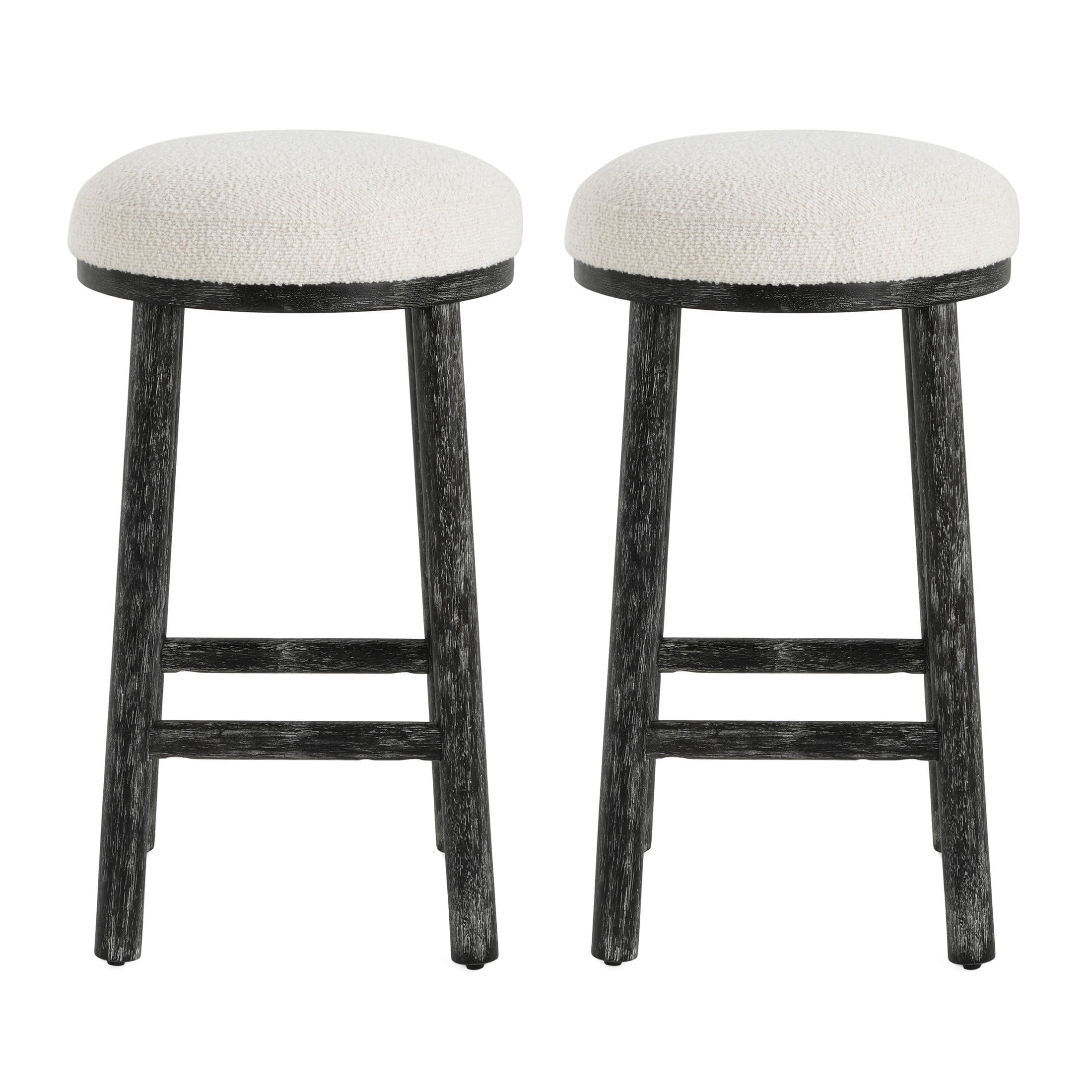 Christopher Knight Home Rustic 27.36" Counter Height Bar Stools, Solid Wood Frame, Black, Set of 2