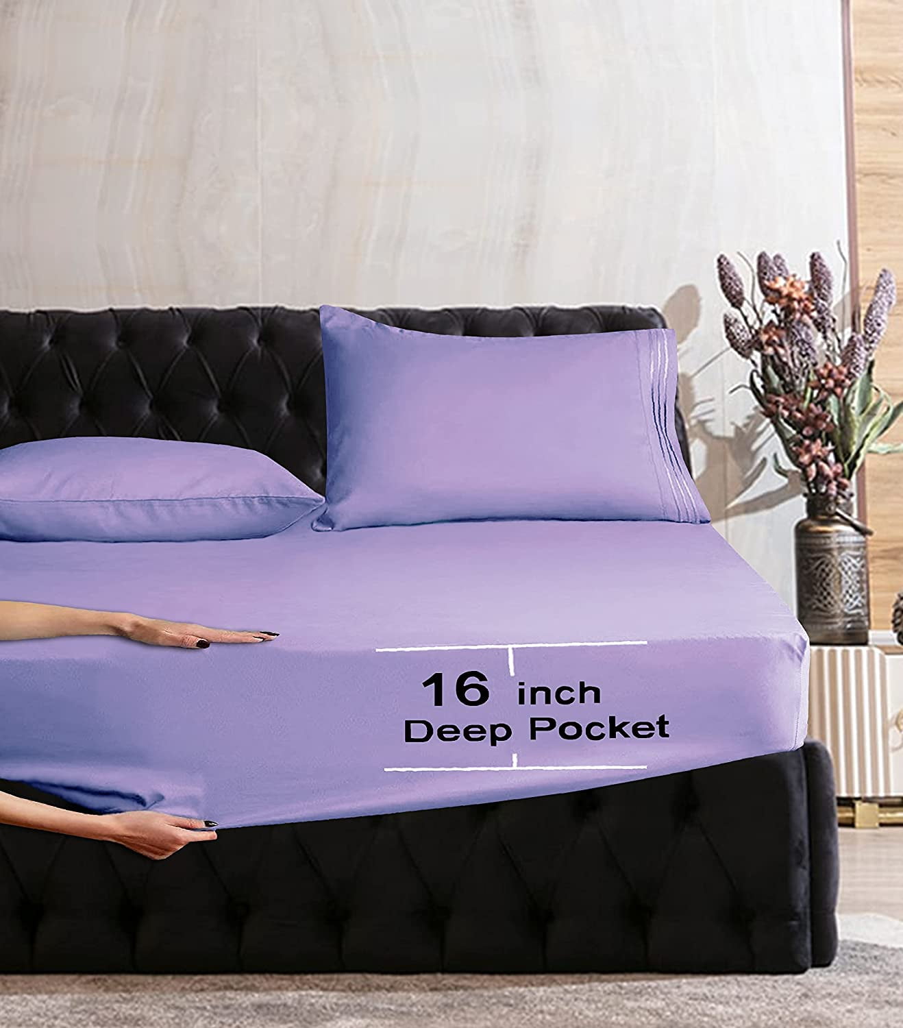 1500 Series Hospitality Fitted Sheet 1-Piece Fitted Sheet, Full Lilac