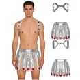thumbnail image 6 of Aislor Mens Metallic Cupid Set Shiny Valentines Outfits Chest Harness with Slit Skirt Silver S, 6 of 7